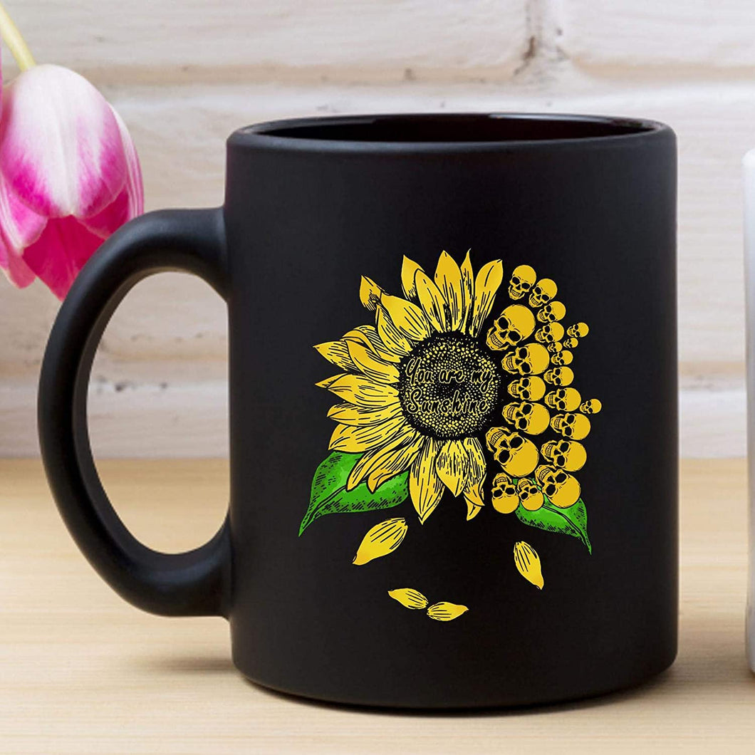 You Are My Sunshine Sunflower Skull Mug, 11oz Coffee Mug