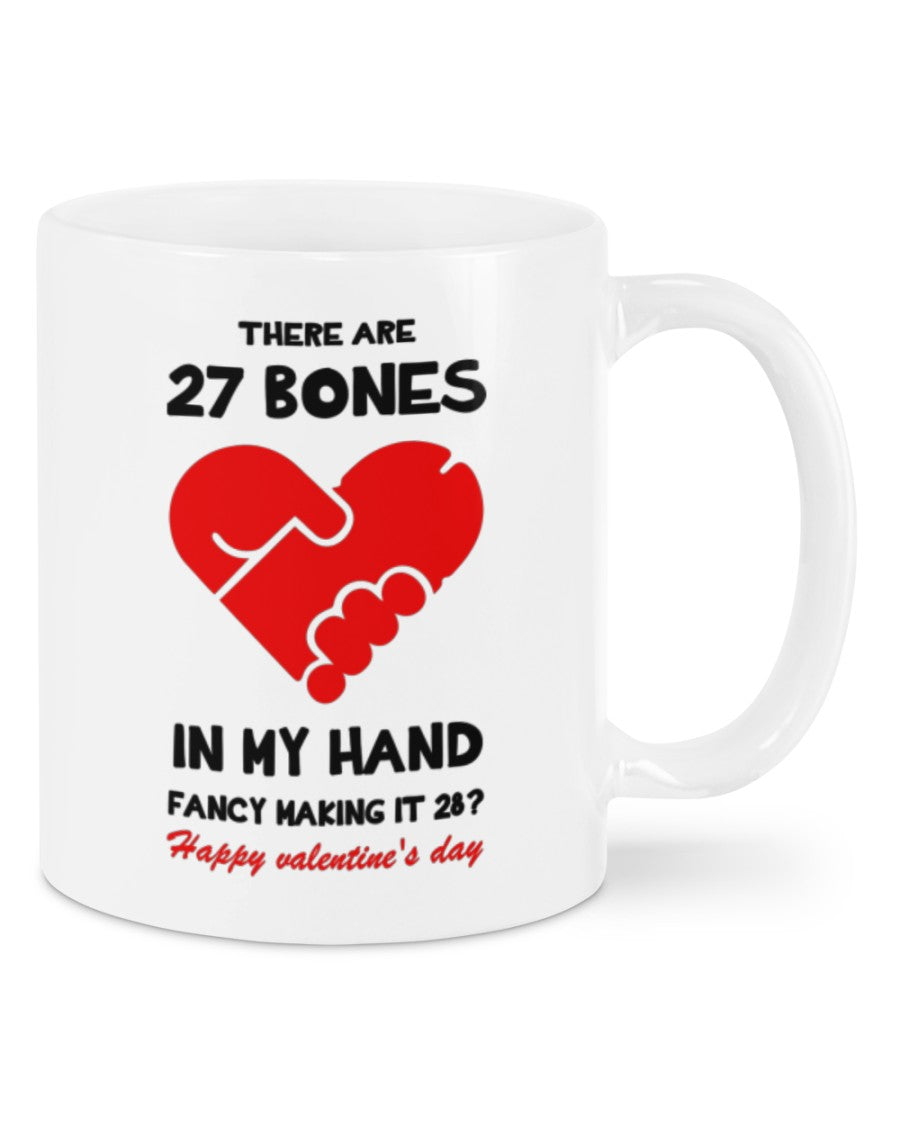 There Are 27 Hand Bones Valentine Mug, Happy Valentine's Day Gifts For Couple Lover ,Birthday, Thanksgiving Anniversary Ceramic Coffee 11-15 Oz