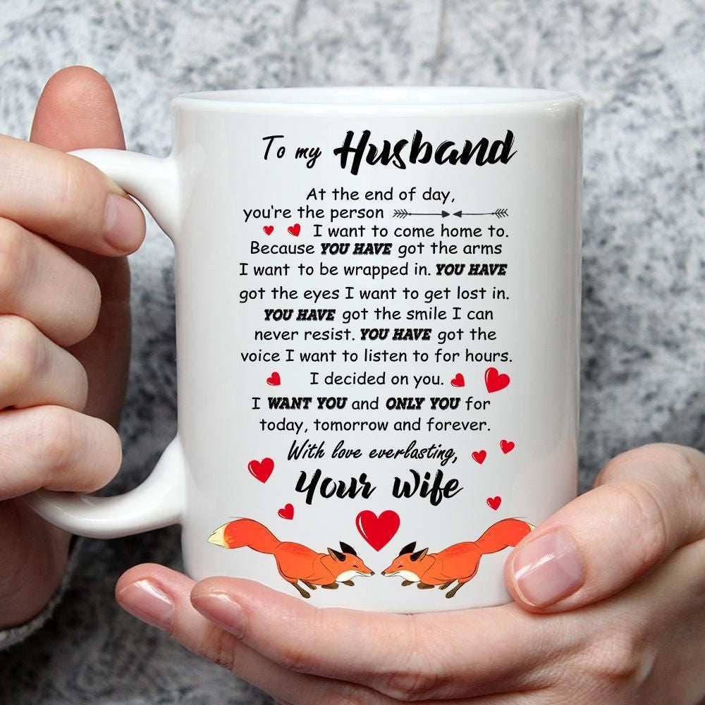 Personalized To My Husband I Want You Fox Couple Mug Gifts For Couple Lover , Husband, Boyfriend, Birthday, Thanksgiving Anniversary Customized Ceramic Coffee 11-15 Oz